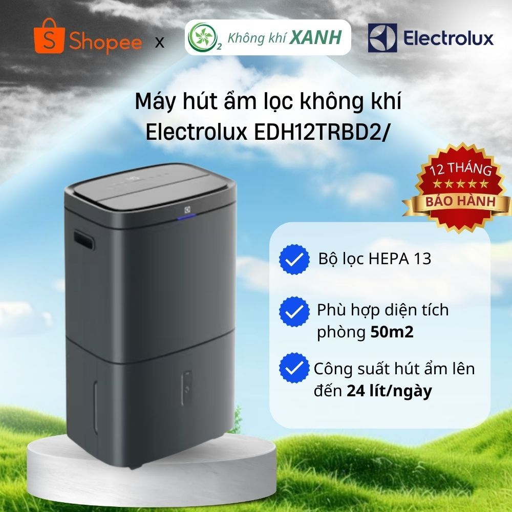 Máy hút ẩm kết hợp lọc không khí Electrolux UltimateHome 500 24L EDH12TRBD2 cho phòng 50m² CHÍNH HÃNG