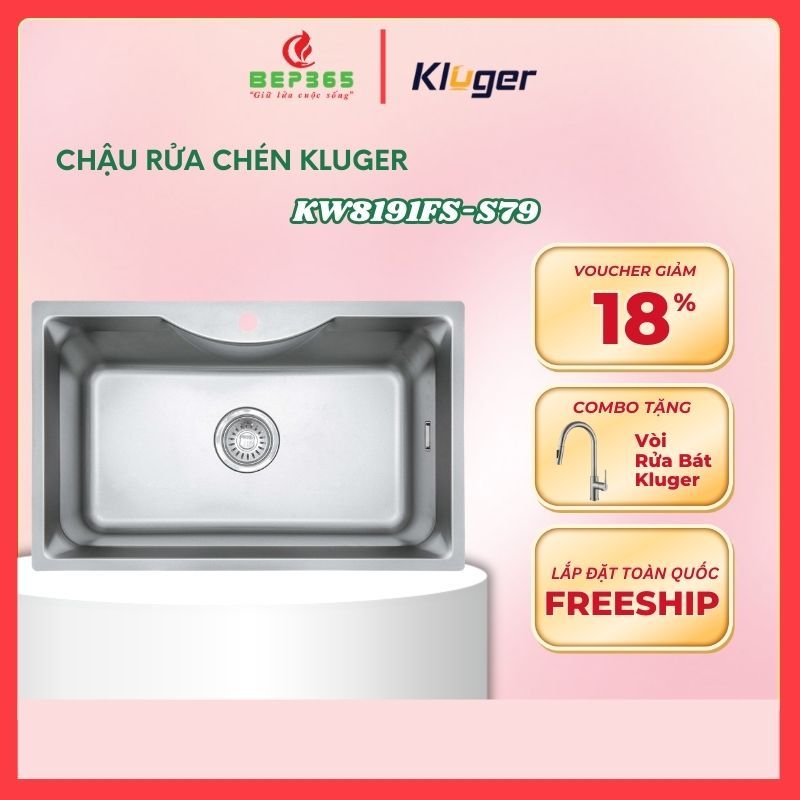 Chậu rửa bát Kluger K900 Series KW8191FS – S79, Bề mặt LINEN dập nổi, Bảo hành 10 năm - BST