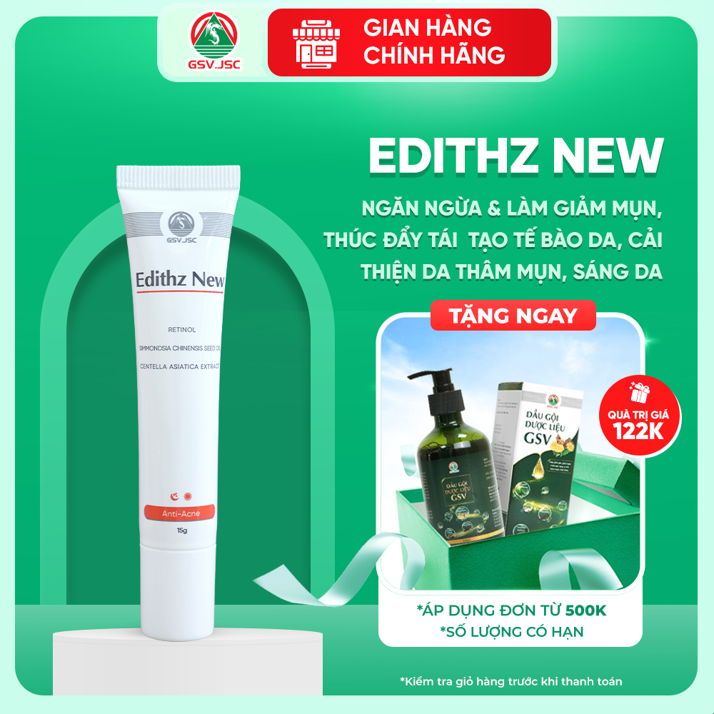 Edithz New Kem bôi ngăn ngừa và làm giảm mụn trứng cá, mụn ẩn, mụn đầu đen, mụn đầu trắng
