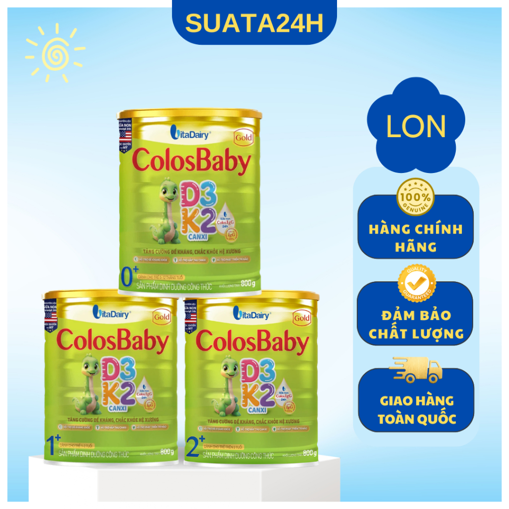 Sữa non VitaDairy Colosbaby K2D3 số 0+/1+/2+800g