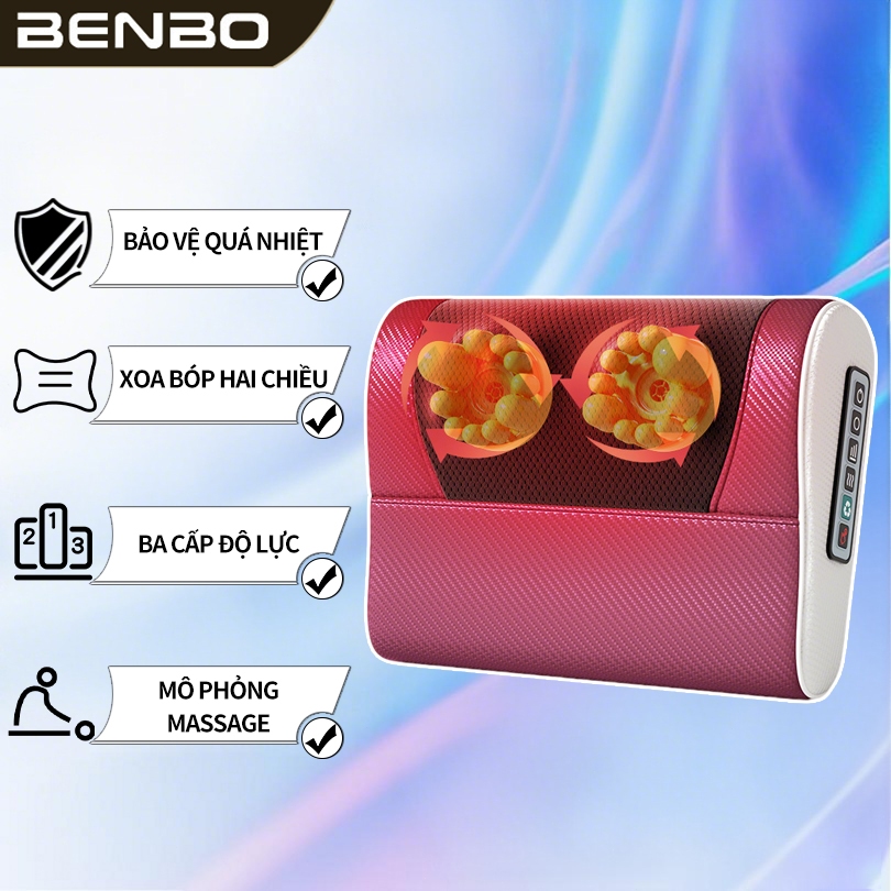 Gối Massage Cổ Vai Gáy Máy Massage Hồng Ngoại 20 Bi Cao Cấp Hỗ Trợ Mát Xa Toàn Thân Quà