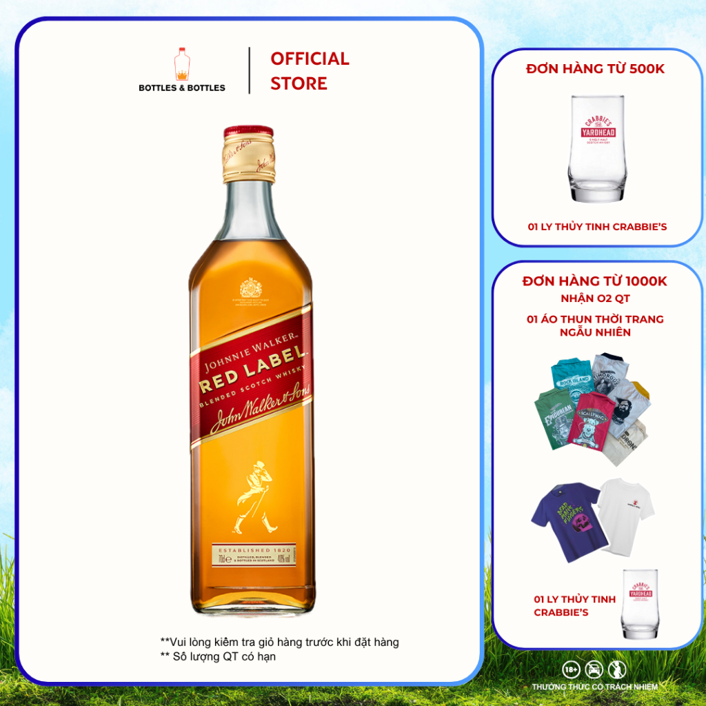 [CHÍNH HÃNG] Rượu Whisky Johnnie Walker Red Label - 750ML - 40%