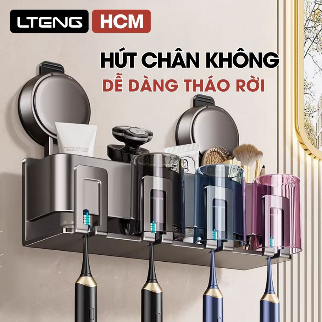 Giá để bàn chải đánh răng LTENG hút chân không, chất liệu nhôm hàng không cao cấp, chống gỉ chịu lực cực tốt