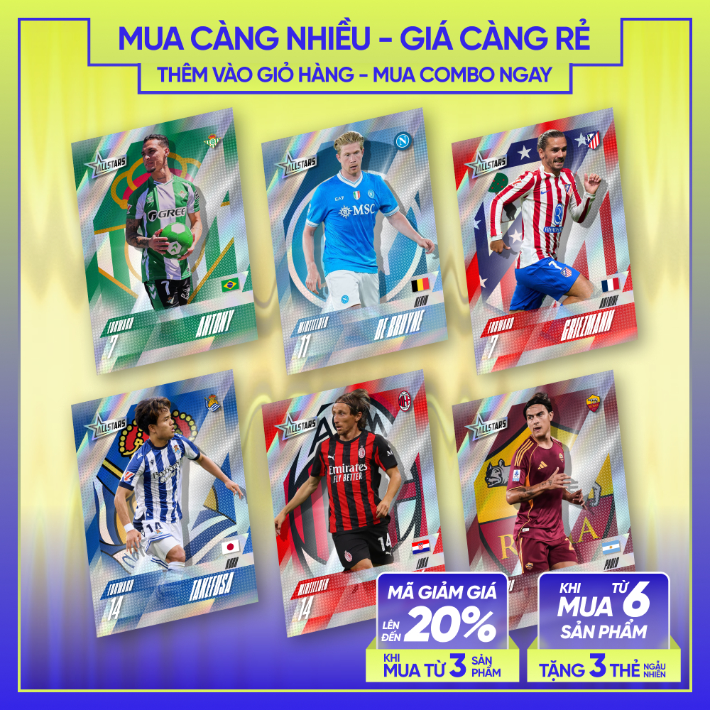 25-26 ALLSTARS | Thẻ cầu thủ bóng đá SKYLLECTA | Modrić Bruyne Gea Dybala Simone Pulisic Alvarez Ant