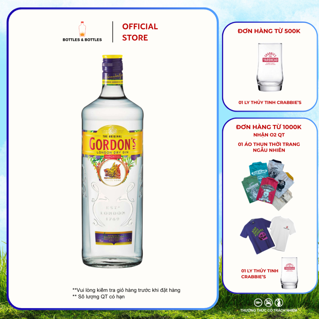 [CHÍNH HÃNG] Rượu Gordon's London Dry Gin - 700ML - 37.5%