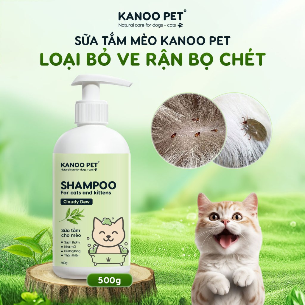 Sữa tắm sạch rận, bọ chét Mèo Cloudy Dew Kanoo Pet - hương thanh mát, nhẹ nhàng