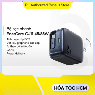 Bộ sạc nhanh Baseus EnerCore CJ11 with Retractable Cable 2C 45W | 3C 67W US JP