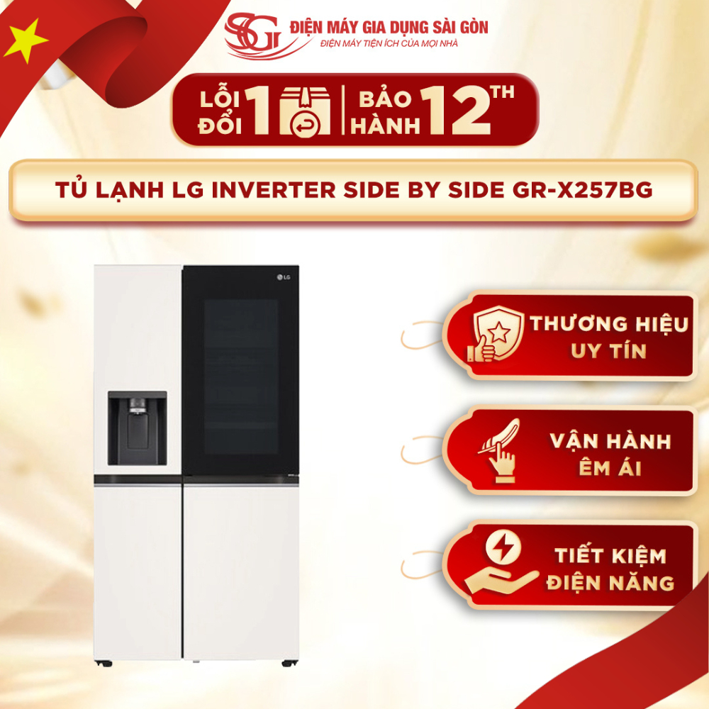 Tủ lạnh LG Inverter 635 lít Side By Side InstaView Door-in-Door GR-X257BG - Làm Đá, Lấy Nước Ngoài