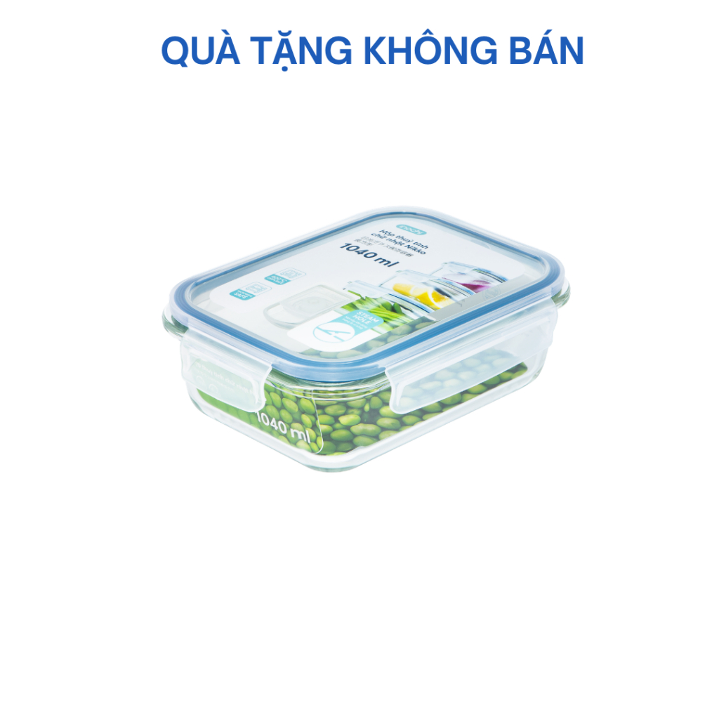 [QUÀ TẶNG KHÔNG BÁN] Hộp thuỷ tinh chữ nhật Nikko - 1040ml (3 ngăn)