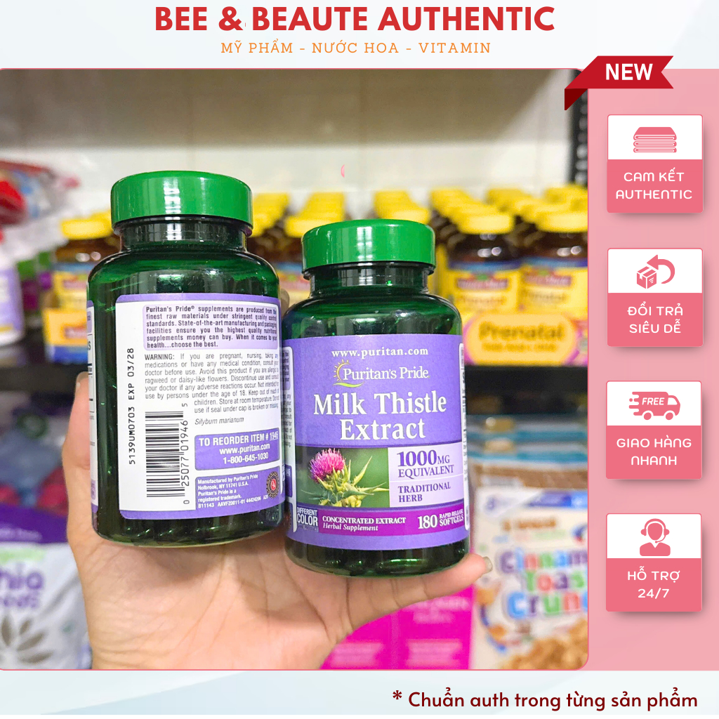 Milk Thistle Extract 1000mg Puritan’s Pride 180 viên – Hỗ trợ chức năng gan