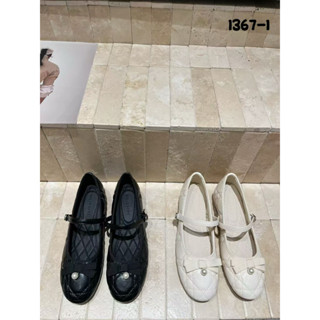 HÀNG CÓ SẴN 🎀Ballet Belle🎀 Giày Búp Bê Ngọc Trai Quai Ngang Dáng Độn 4cm Meibaiyi 1367-1