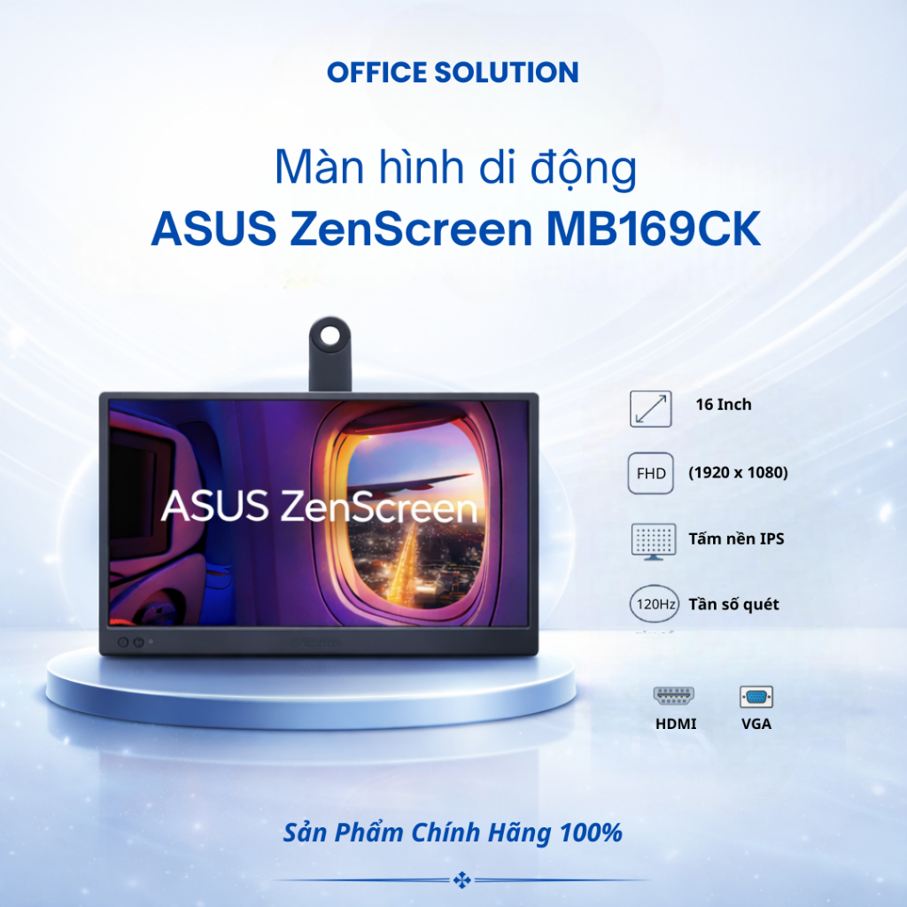 Màn Hình Di Động ASUS ZenScreen MB169CK 16 inch Full HD IPS 5ms USB Type-C - Hàng Chính Hãng
