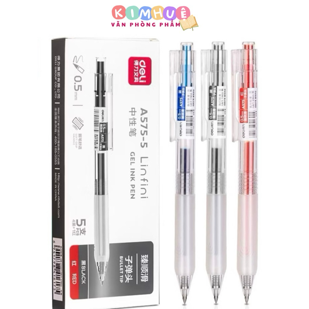 Bút gel nước Deli G575 ngòi 0.5mm - Có ruột G97-BL thay thế