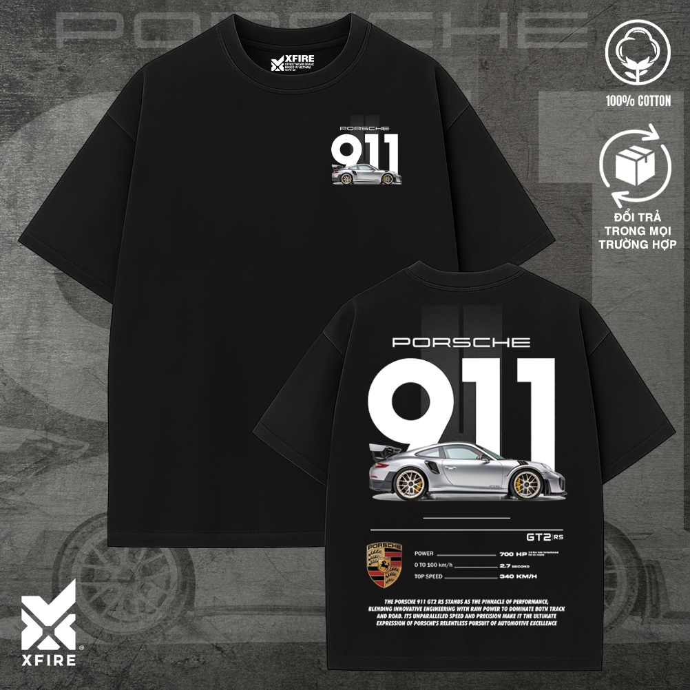 Áo Thun Porsche 911 GT2 RS In Hình Xe Thể Thao Form Rộng Oversized Cotton 100% Unisex Xfire Vietnam