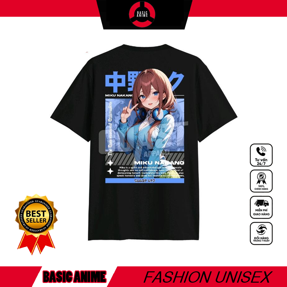 Áo thun ANIME MIKU NAKANO - Bocchi The Rock Kessoku Band NO MORE GAKKO | XƯỞNG IN ÁO