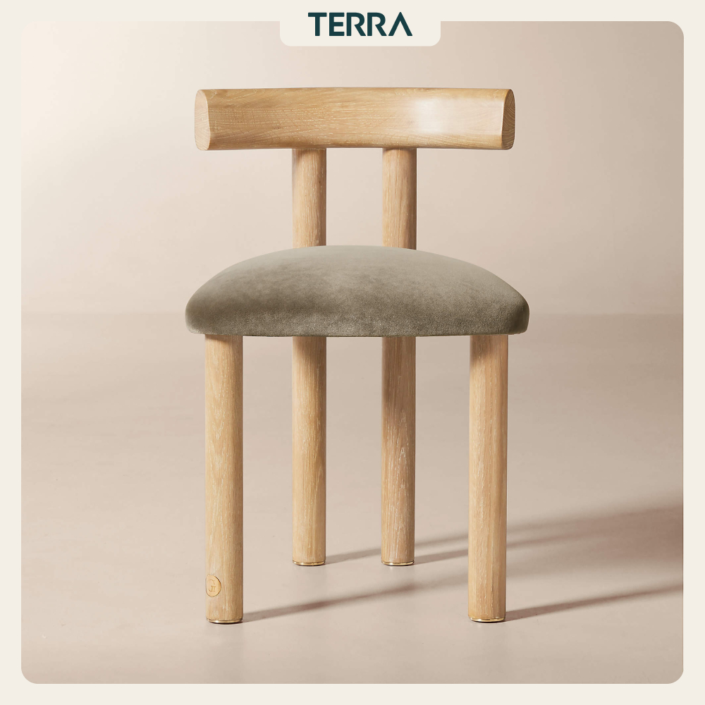 Ghế ăn Perle Grey Performance Velvet & Oak Wood by goop | Terra Home