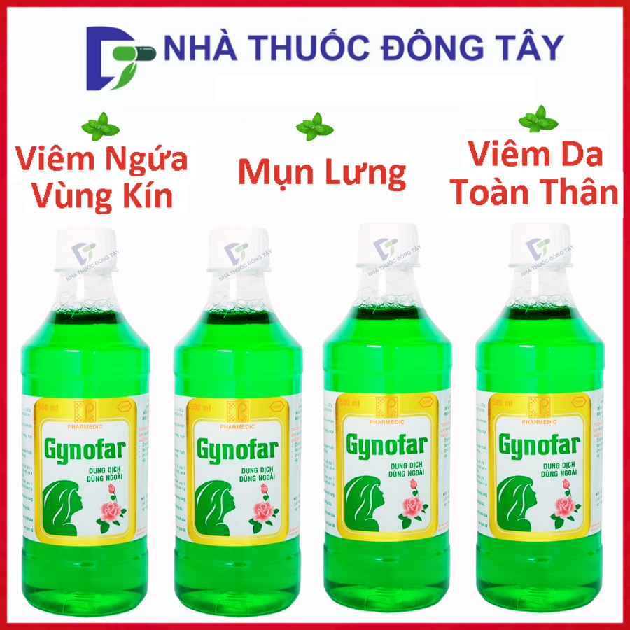 Combo 12 Chai GYNOFAR Dung Dịch Vệ Sinh Nữ, Hỗ Trợ Trị Mụn Lưng, Viêm Nang Lông Hiệu Quả - Chai 500m