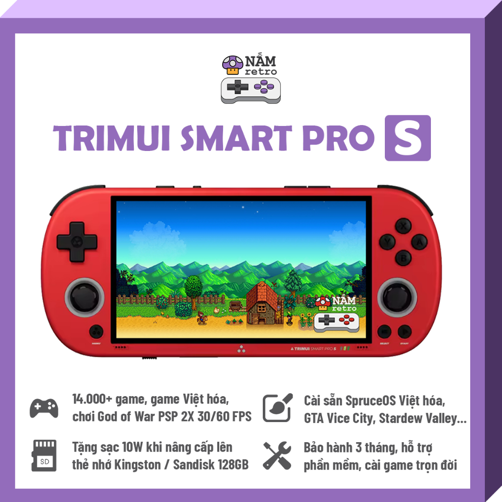 [Tặng Sạc] TRIMUI Smart Pro S - Chơi Full PSP God of War 30/60 FPS, SpruceOS 4.0, GTA Vice City, Sta
