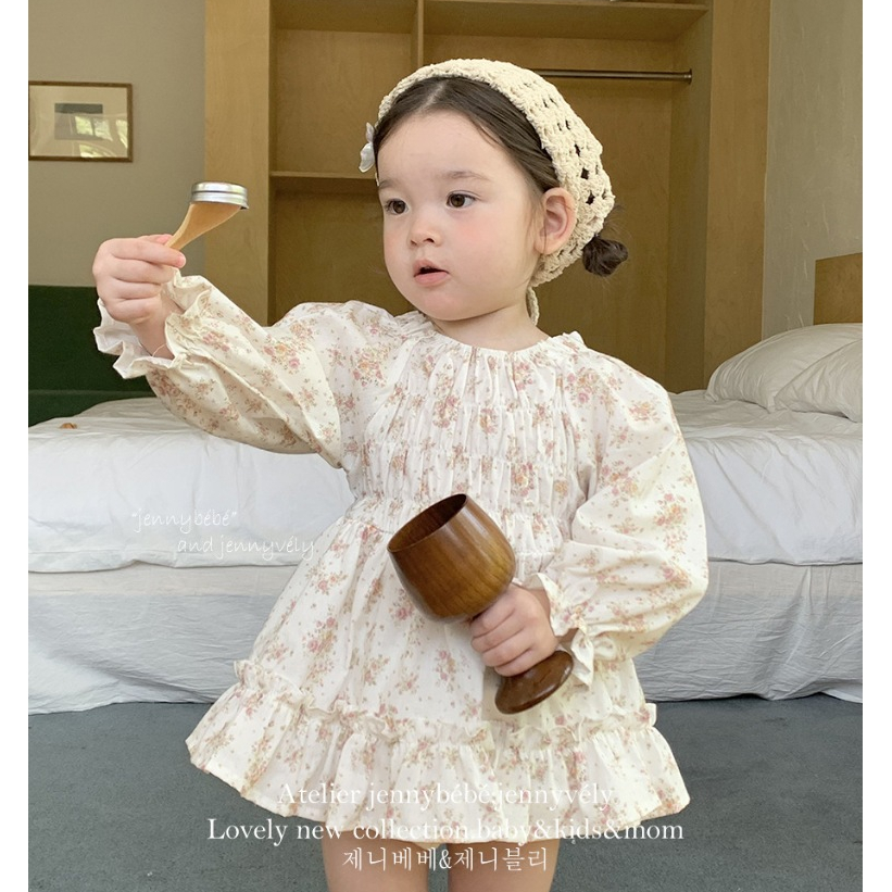𝐀𝐩𝐫𝐢𝐥 𝐛𝐞́𝐛𝐞́ - Jenny Bebe Váy hoa nhí tiểu thư đáng yêu phong cách Hàn Quốc cho bé 1 - 2 tuổi