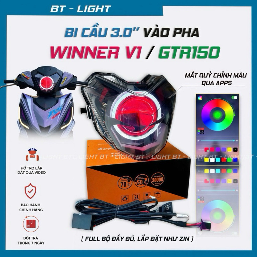 Đèn Bi cầu Led MT Light F11+ vào sẵn chóa Zhipat cho Winner V1