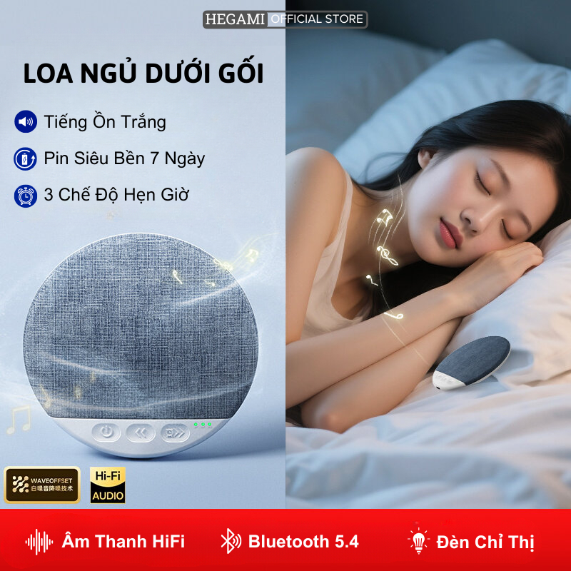 Loa Ngủ Dưới Gối Hegami Đảm Bảo Sự Riêng Tư Kết Nối Bluetooth Tiếng Ồn Trắng Dễ Ngủ