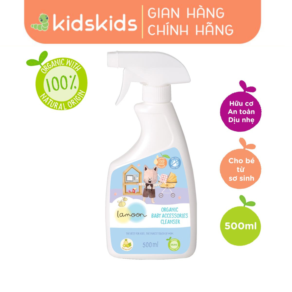 Xịt Khuẩn Đồ Chơi Organic An Toàn Cho Bé Lamoon - Bình 500ml
