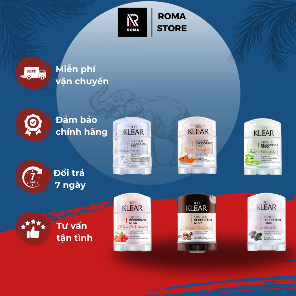Lăn khử mùi đá khoáng Deo KLEAR Thái Lan