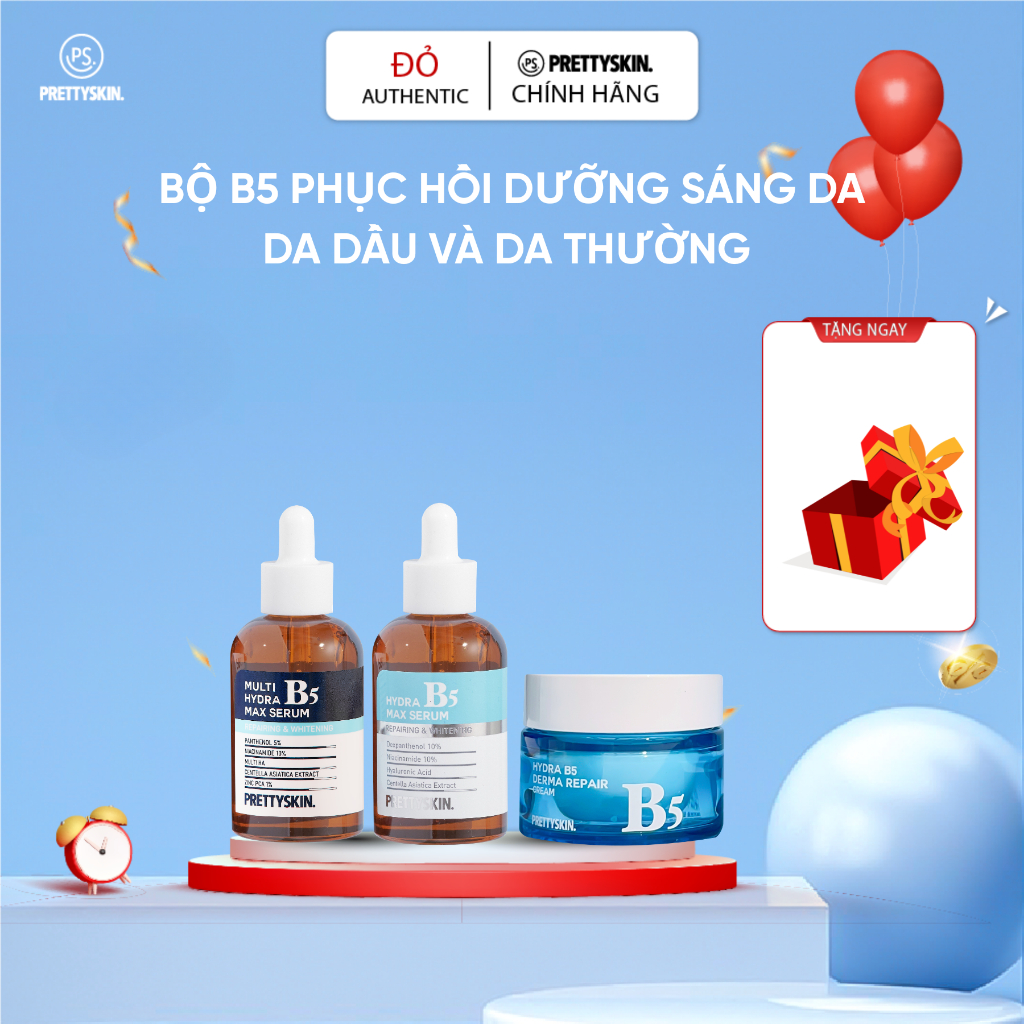 Combo Tinh chất dưỡng trắng Hydra B5 + Kem dưỡng Hydra B5 Derma Repair Cream Prettyskin - Skincare L
