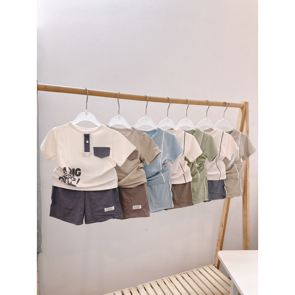 Bộ cộc tay Aminaza bé trai mặc mùa hè mềm mát chất liệu bamboo