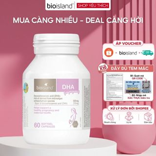 DHA cho bà bầu BioIsland DHA và Calcium hữu cơ giúp phát triển trí não và hệ thần kinh thai nhi phát triển toàn diện 60v