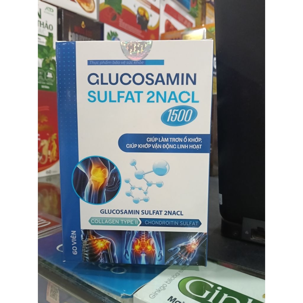 GLUCOSAMINE SULFATE 2NACL 1500mg hỗ trợ làm trơn ổ khớp Hộp 60viên