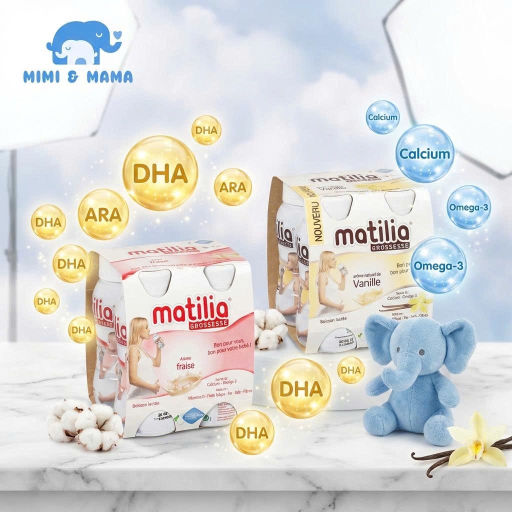 [SET 2 LỐC: Dưỡng Chất Tiếp Sức] Sữa Bầu Matilia Pháp 2 Lốc Mix Vị socola/vani/bích quy/dâu