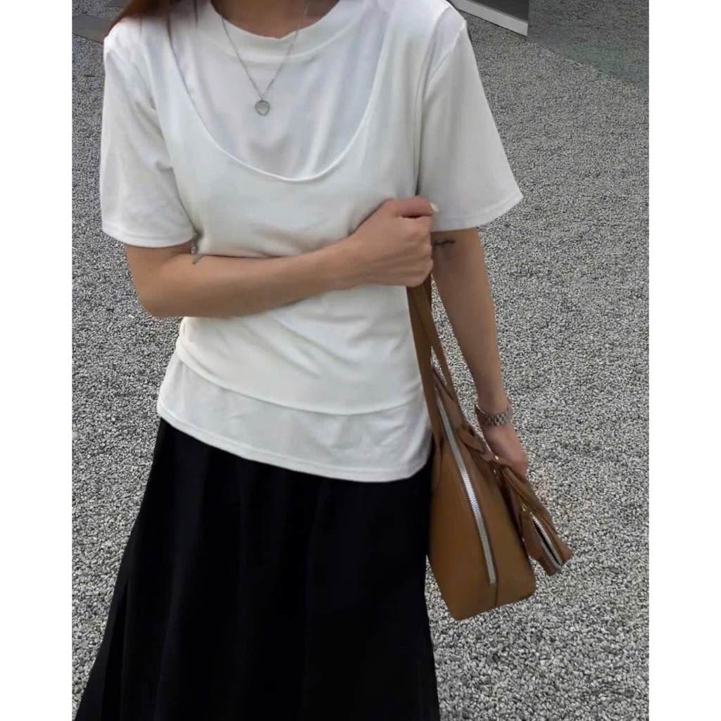 Áo thun kiểu Hàn 2 lớp buộc dây sau 𝐉𝐔𝐋𝐘 𝐓𝐎𝐏- 𝐋𝐎𝐕𝐈