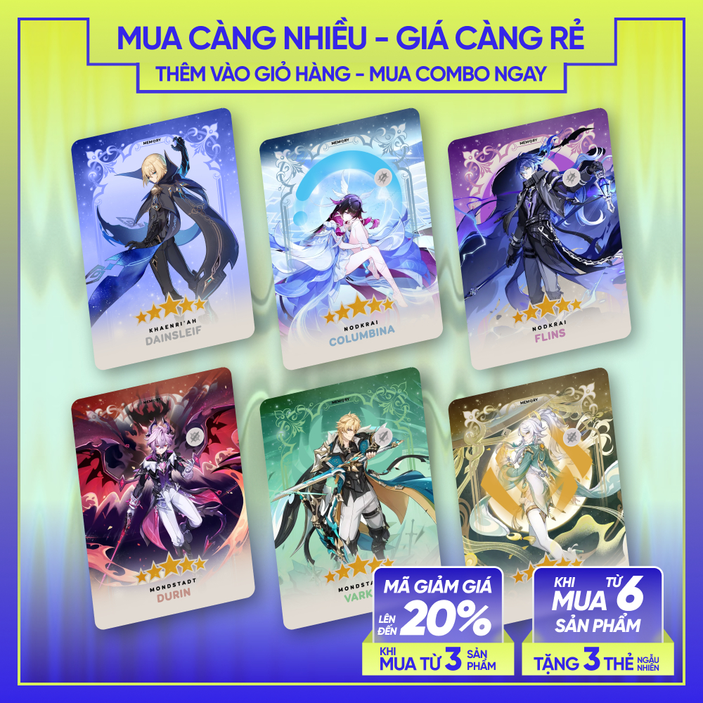 GENSHIN IMPACT | CARD BO GÓC Nhân Vật Genshin Impact | SKYLLECTA | Flins Dainsleif Durin Jahoda Vark