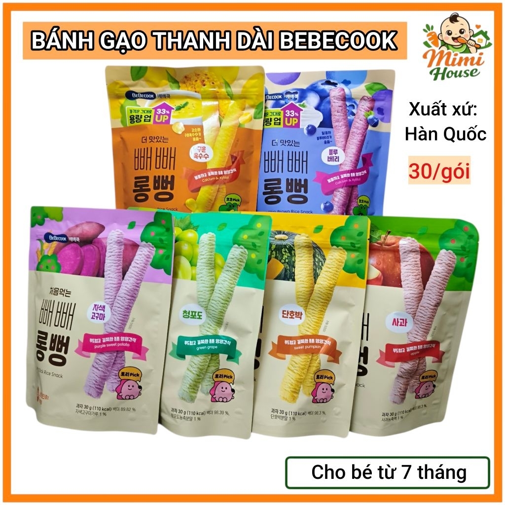 [Date 10/2026-1/2027] Bánh gạo lứt thanh dài Bebecook cho bé 7m+