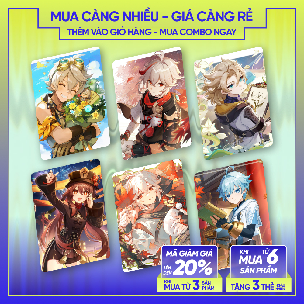 KAZUHA HUTAO ALBEDO BENNETT CHONGYUN | Thẻ nhân vật GENSHIN IMPACT | CARD BO GÓC SKYLLECTA