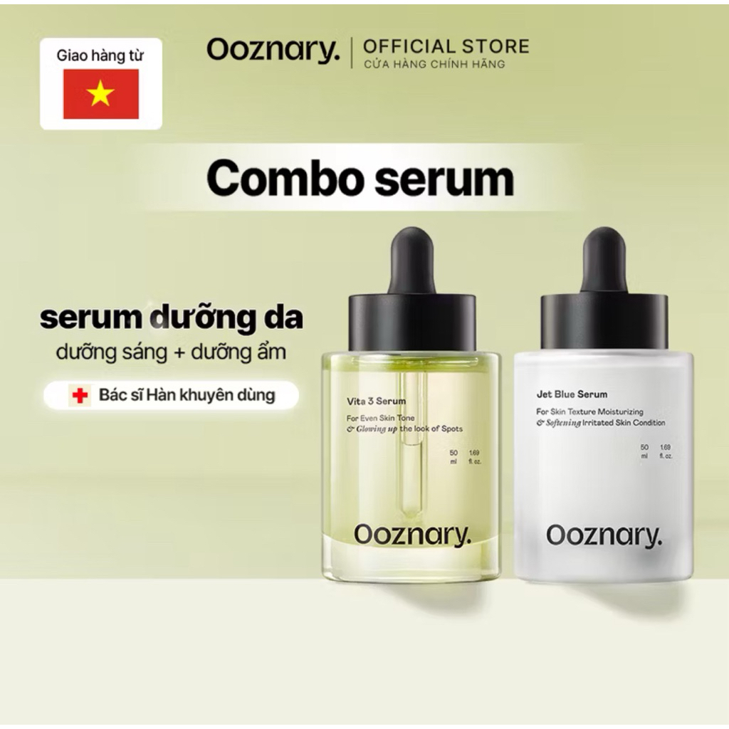[Chính hãng brand gửi] Serum Ooznary Vita3 Serum dưỡng sáng mờ thâm 50ml & Jet Blue Serum dưỡng ẩm p