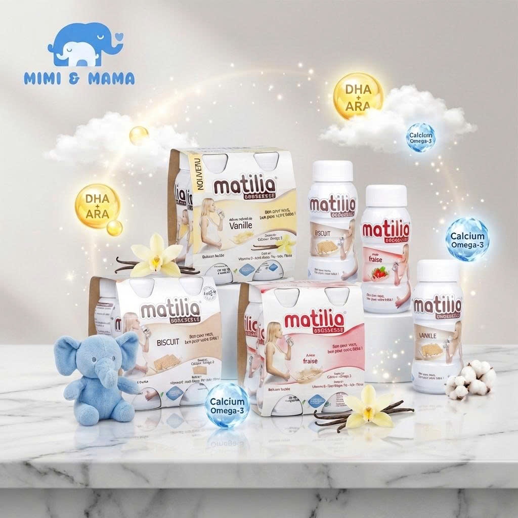 [SET 3 LỐC: Đề Kháng Vững Vàng] Sữa Bầu Matilia Pháp 03 Lốc Mix Vị socola/vani/bích quy/dâu