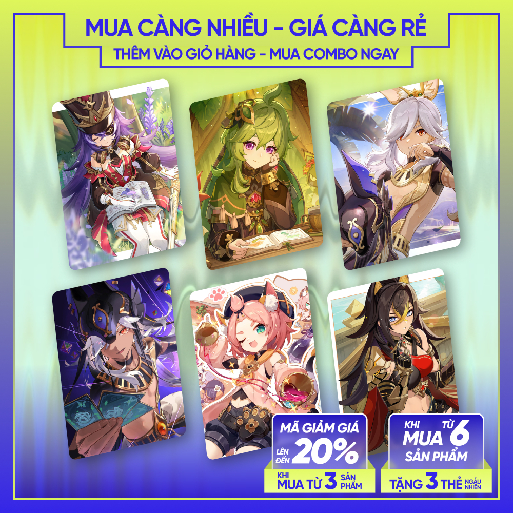 CHEVREUSE COLLEI CYNO DEHYA DIONA | Thẻ nhân vật GENSHIN IMPACT | CARD BO GÓC