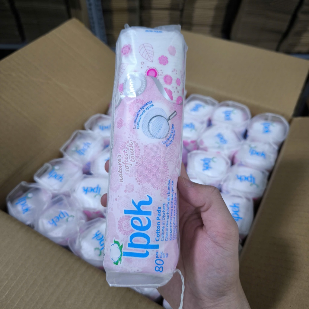 [Hàng Công Ty] Bông Tẩy Trang Ipek 80 Miếng Thổ Nhĩ Kỳ Mềm Mịn, Thấm Hút Tốt  - Jron Beauty