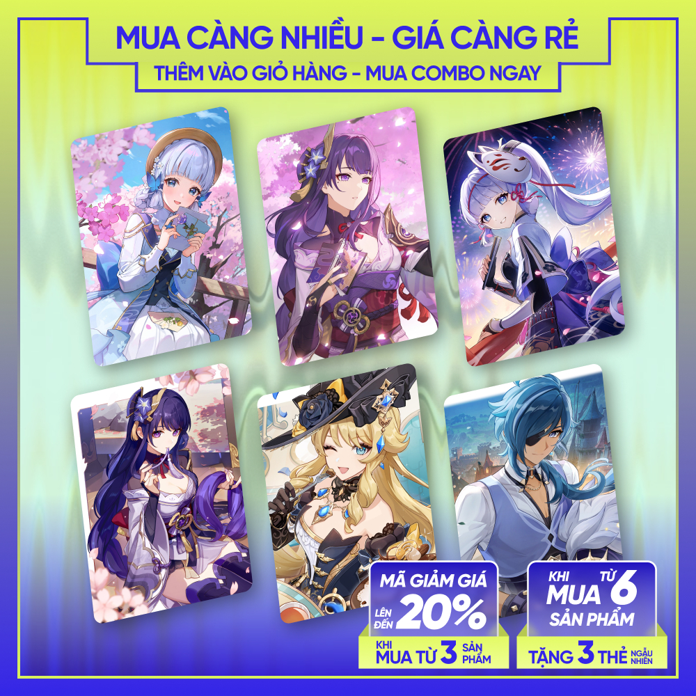 EI RAIDEN SHOGUN AYAKA NAVIA KAEYA | Thẻ nhân vật GENSHIN IMPACT | CARD BO GÓC