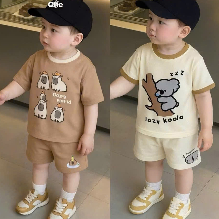 Đồ bộ bé trai , đồ bộ bé gái cộc tay thun lạnh cho bé từ 5kg đến 15kg - JKIDSVN