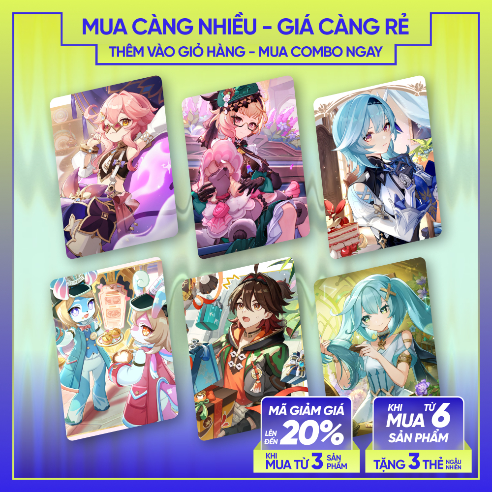 GAMING DORI EMILIE EULA FARUZAN ELPHANE AEVAL | Thẻ nhân vật GENSHIN IMPACT | CARD BO GÓC