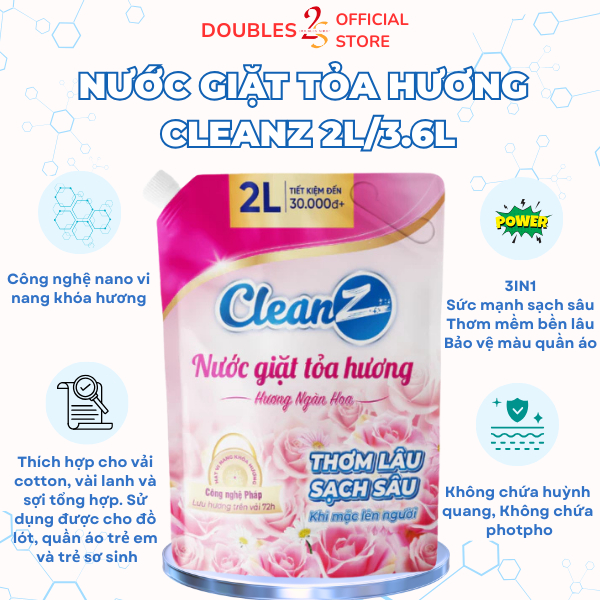 Nước Giặt Xả Tỏa Hương CleanZ Hương Ngàn Hoa Đánh Bay Vết Bẩn, Hương Thơm Mềm Mại, Bảo Vệ Màu Quần Á