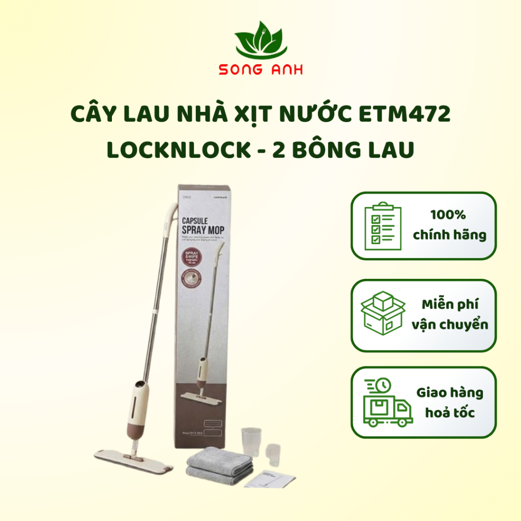 Lock&Lock ETM472 cây lau nhà dạng xịt nước tiện lợi và gọn nhẹ, hàng chính hãng