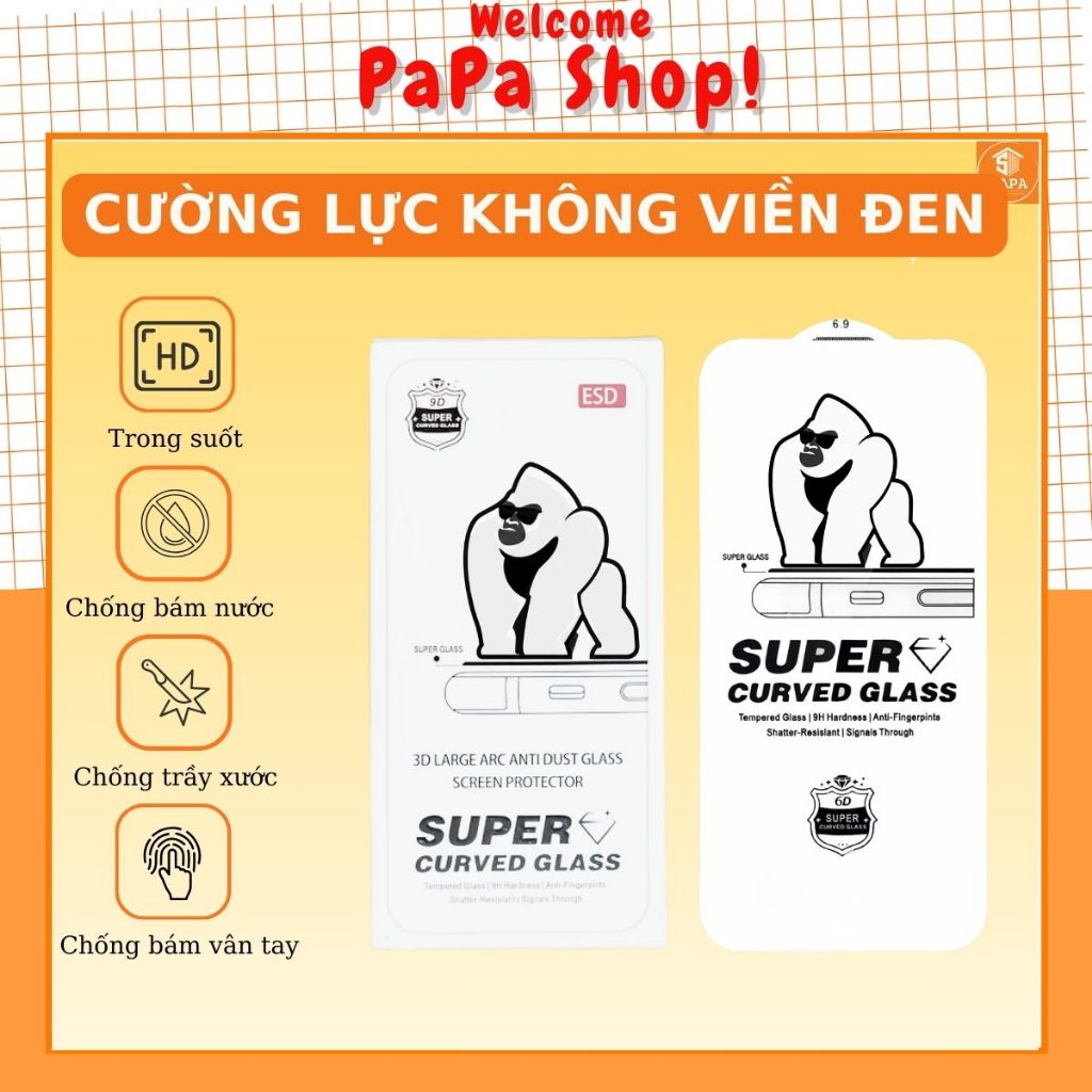 Cường lực Iphone KHÔNG VIỀN ĐEN 17 Promax Air 16 promax Plus 15 14 13 12 11 X XR Xs Xsmax Pro Max