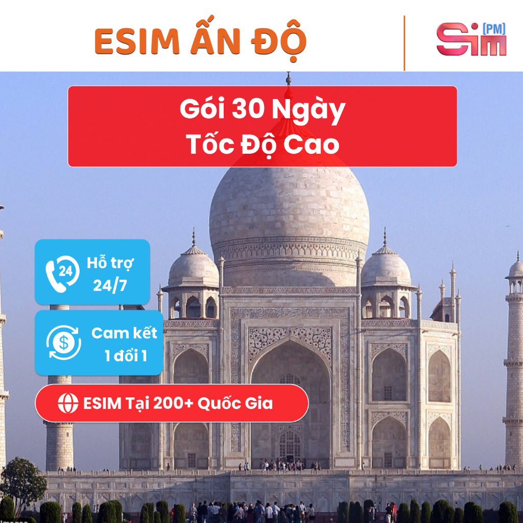 Sim du lịch Ấn Độ - Esim du lịch Ấn Độ 30 ngày tốc độ cao