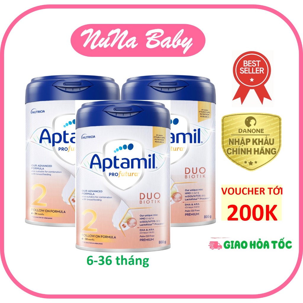 Combo 3 Sữa công thức Aptamil Profutura Duobiotik Hà Lan Số 2 800g