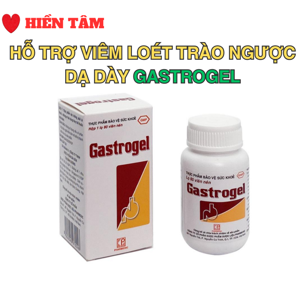 Viên nhai hỗ trợ viêm loét dạ dày, tá tràng Gastrogel (chai 80 viên)