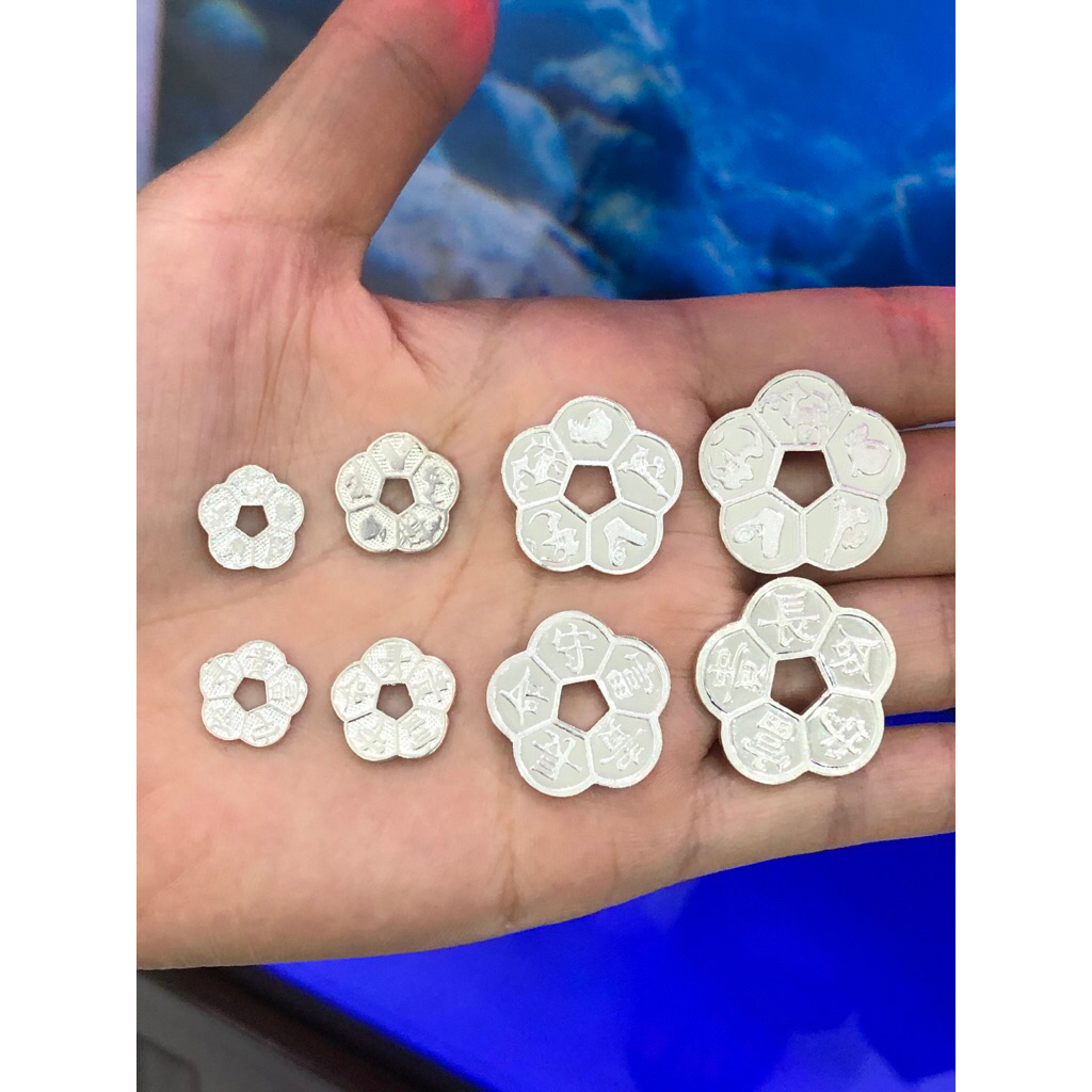 Đồng xu hoa mai bạc ta phong thủy may mắn, Tài Lộc,Tích trữ, cạo gió Minh Tâm Jewelry